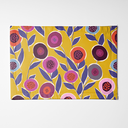 Placemat - Button Flowers (Yellow)