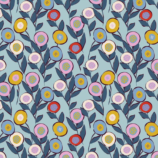 Dinner Napkin - Button Flower (Blue)
