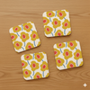 Mod Flower Yellow Coasters | Bright, Eco-Friendly Host Gift Set of 4