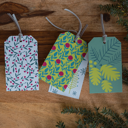 Hand-Drawn Holiday Gift Tags – Set of 4 Artistic Designs on Luxe Cotton Paper