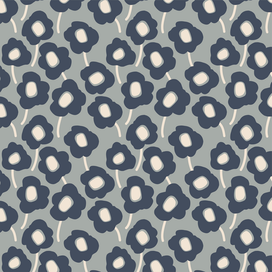 Dinner Napkin - Mod Flowers (Grey)