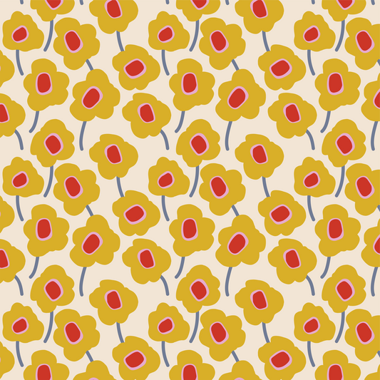 Dinner Napkin - Mod Flowers (Yellow)