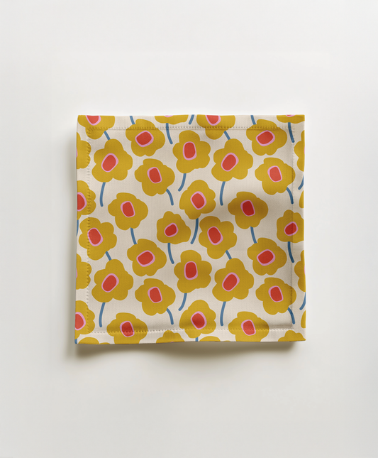Cocktail Napkin - Mod Flowers (Yellow)