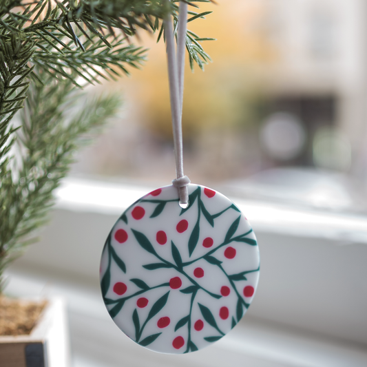 Holiday Ornaments - Branch and Berry & Evergreen Forest with Snowflakes