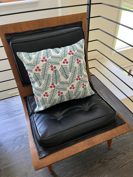 Let It Snow + Berry & Pine Double-Sided Holiday Pillow – 18"x18"