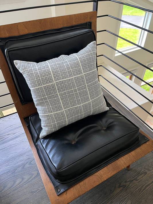 Mod Flower + Grey Hatch Double-Sided Linen Pillow – 18"x18"