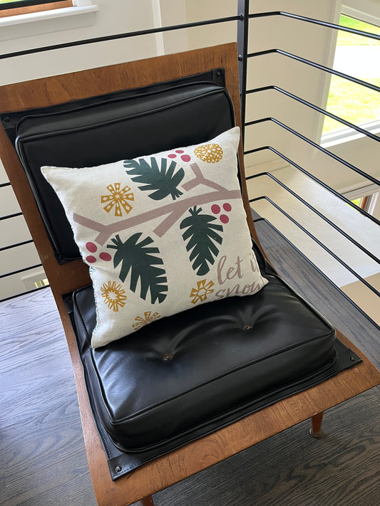Let It Snow + Berry & Pine Double-Sided Holiday Pillow – 18"x18"