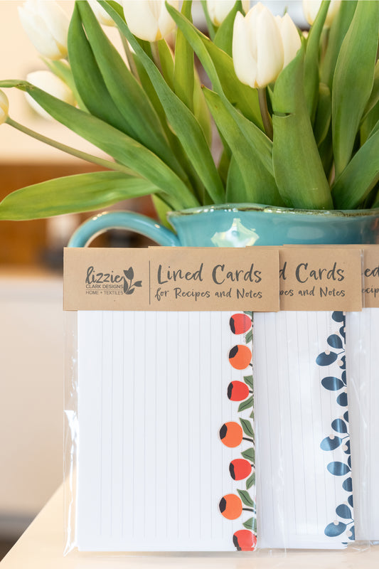 Branches + Dots Lined Recipe & Note Cards – 4x6 Modern Hand-Drawn Stationery, Eco-Friendly Set of 10