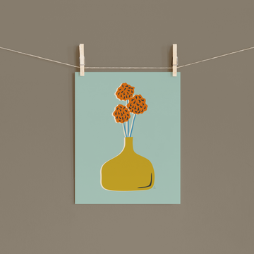 Retro Whimsical Art Print — Billy Balls in Short Vase