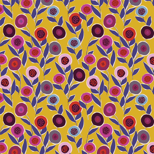 Dinner Napkin - Button Flower (Yellow)
