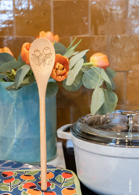 Engraved Wooden Spoon - Rose Hips