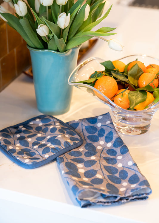 Branches + Dots Tea Towel – Modern Organic Linen with Hand-Drawn Design