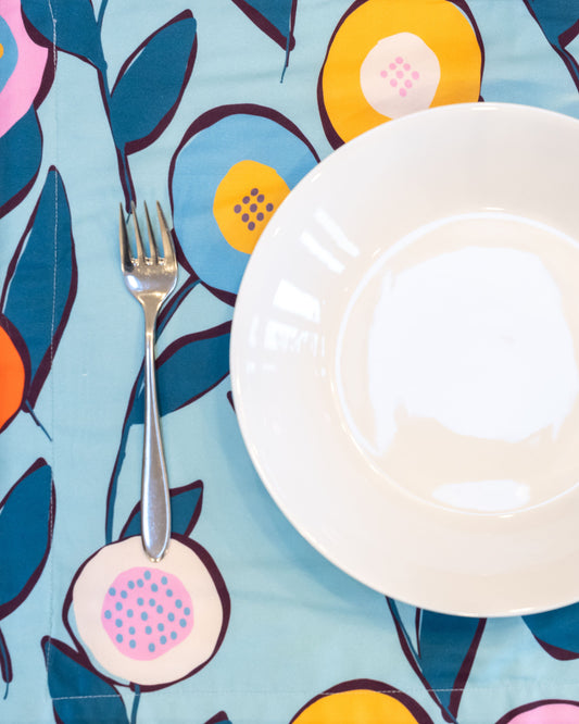 Placemat - Button Flowers (Blue)