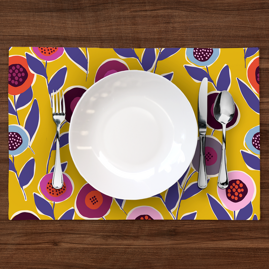 Placemat - Button Flowers (Yellow)