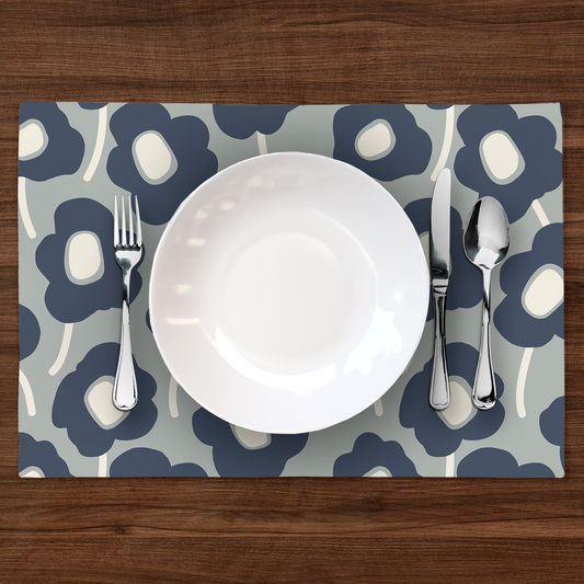 Placemat - Mod Flowers (Grey)