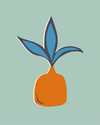 Retro Whimsical Art Print — Spider Plant in Short Vase