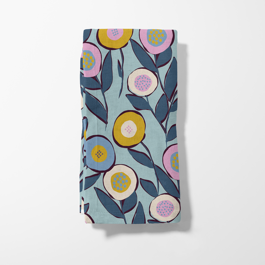 Dinner Napkin - Button Flower (Blue)