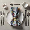 Dinner Napkin - Button Flower (Blue)