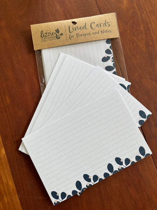 Branches + Dots Lined Recipe & Note Cards – 4x6 Modern Hand-Drawn Stationery, Eco-Friendly Set of 10