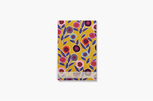 Button Flowers Yellow Journal – Softcover Dot Grid Notebook with Hand-Drawn Pattern, Recycled Pages, and a Mission to Build Schools