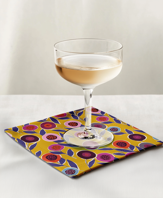 Cocktail Napkin - Button Flowers (Yellow)