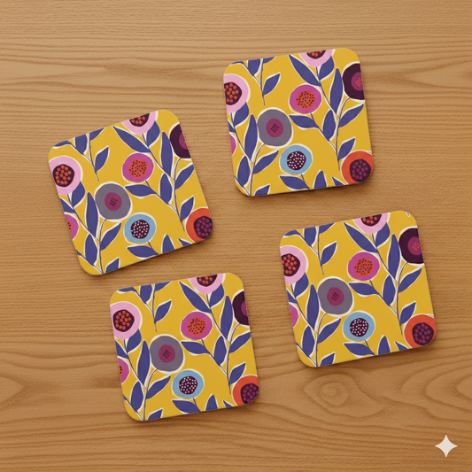 Set of 4 coasters on premium double-thick paper stock
Eco-friendly and made in the USA
Features original hand-drawn Lizzie Clark artwork
Perfect for gifting or everyday entertaining
Adds warmth, color, and personality to any table