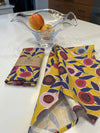 Button Flower Yellow Tea Towel – Bold Hand-Drawn Floral Linen for a Colorful Kitchen