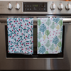 Holiday Flour Sack Tea Towels – Branch & Berry or Modern Evergreen | 27" Square Cotton Napkin, Dish Towel, or Furoshiki Wrap