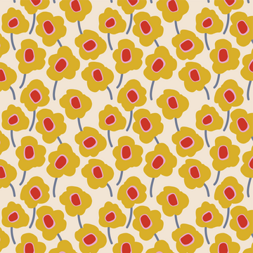 Dinner Napkin - Mod Flowers (Yellow)