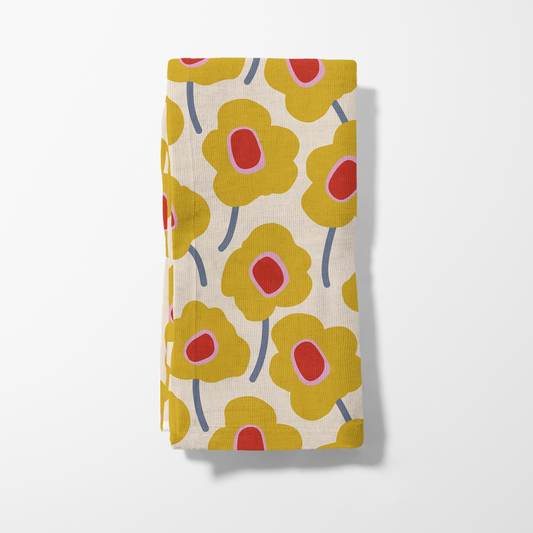 Dinner Napkin - Mod Flowers (Yellow)