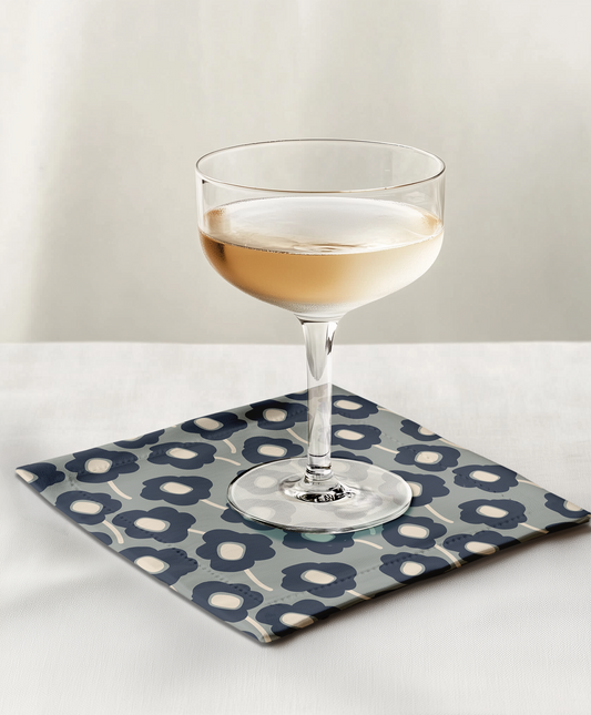 Cocktail Napkin - Mod Flowers (Grey)