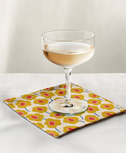 Cocktail Napkin - Mod Flowers (Yellow)