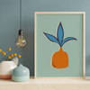 Retro Whimsical Art Print — Snake Plant in Short Vase