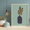 Retro Whimsical Art Print — Branches in Tall Vase