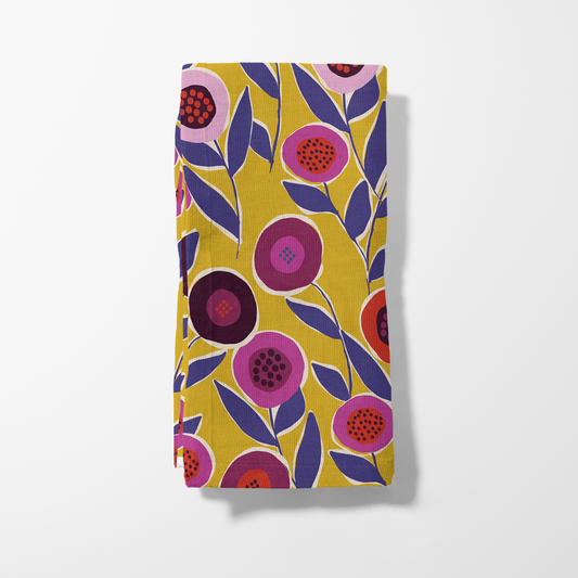 Dinner Napkin - Button Flower (Yellow)