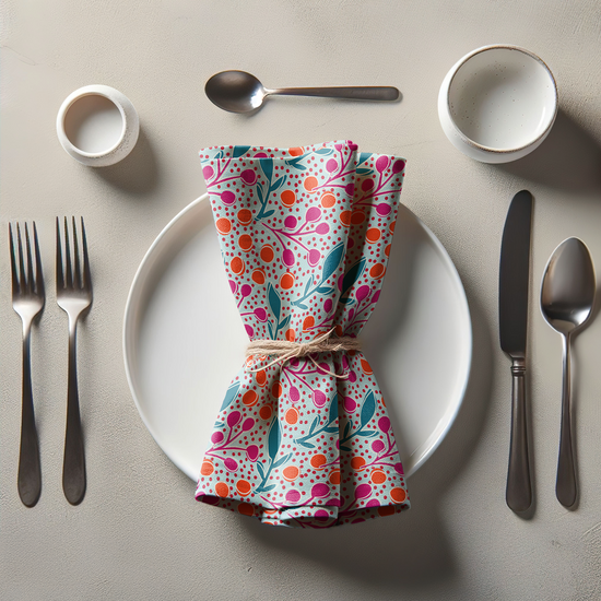 Dinner Napkin Branches + Leaves - Light Blue 