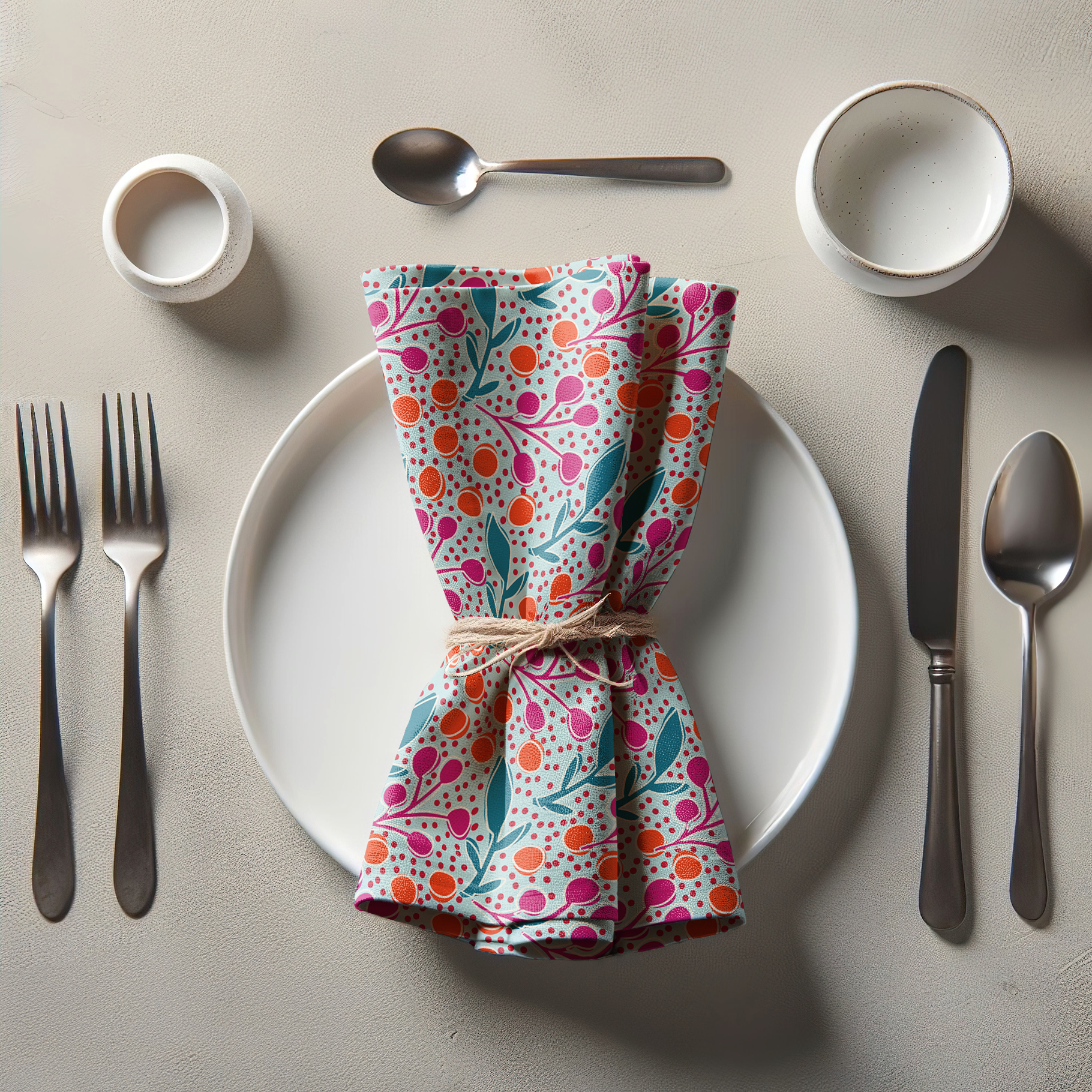 Dinner Napkin Branches + Leaves - Light Blue 