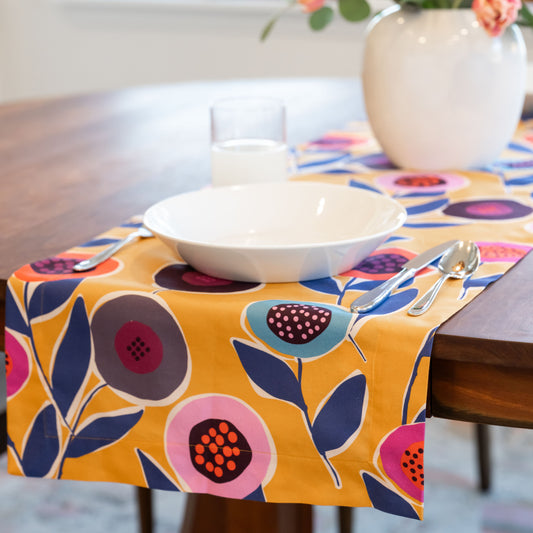 Table Runner - Button Flowers (Yellow)