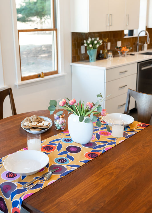 Table Runner - Button Flowers (Yellow)