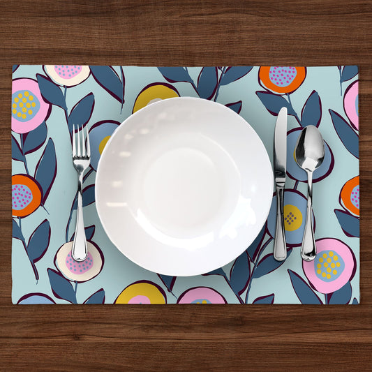 Placemat - Button Flowers (Blue)